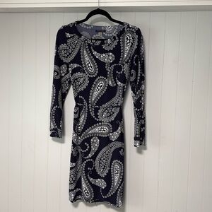Tommy Hilfiger Navy Blue Paisley Tie waist dress